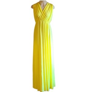 NWT Long yellow halter open back Persun European maxi dress